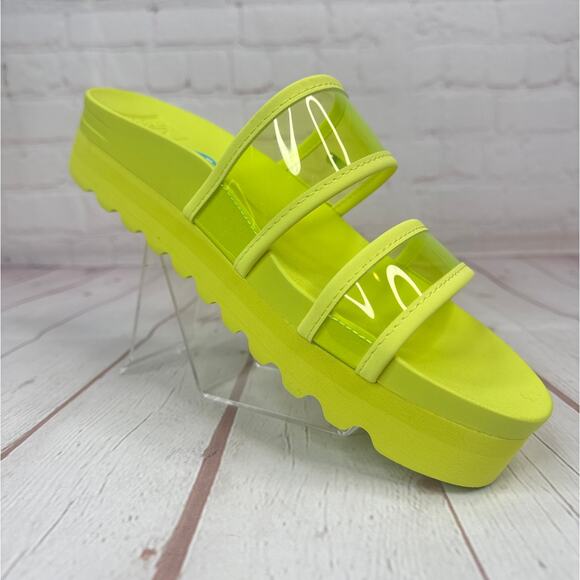 Reef Vista Hi-Energy Clear Strap Citron Slides Sandals Women’s Size 9.5 - Picture 2 of 9